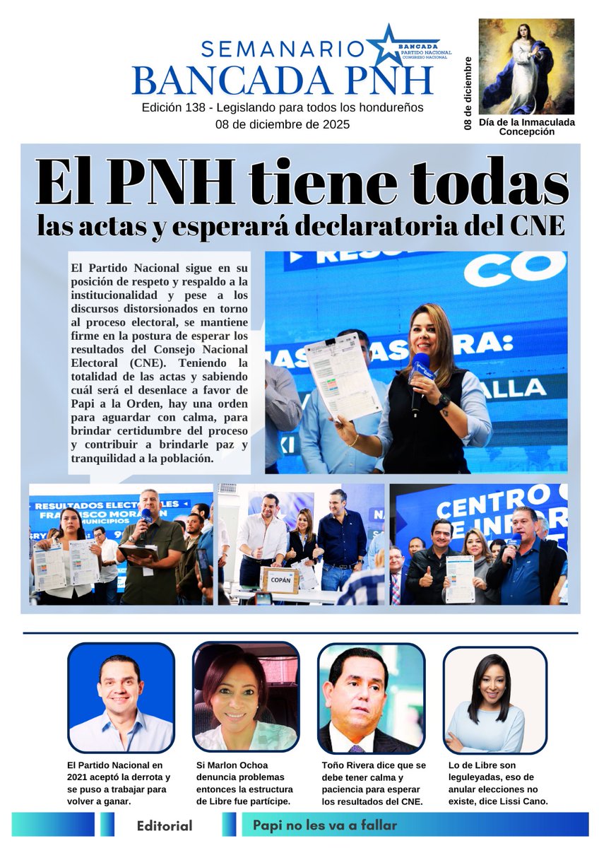 El <a href="/PNH_oficial/">Partido Nacional de Honduras</a> tiene todas sus actas y esperará la declaración del <a href="/CneHonduras/">CNE_HONDURAS</a> más haciendo click en las letras azules👇
online.fliphtml5.com/faixtl/nbjg/