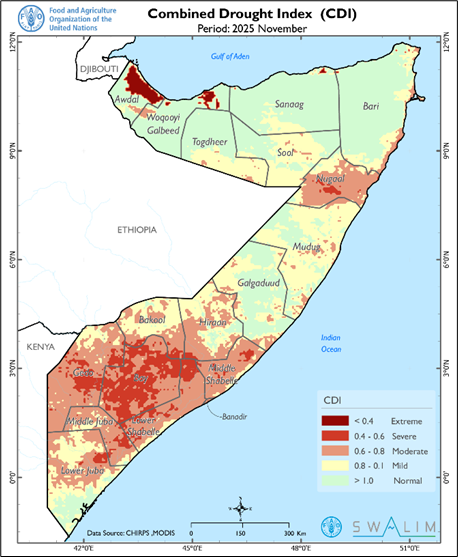 FAOSomalia's tweet photo. #Somalia is facing a worsening #drought: failed Deyr rains, water shortages, livestock losses &amp; rising displacement. #SWALIM &amp; #FSNAU warn that without urgent, coordinated action now, millions risk severe food insecurity as the Jilaal dry season begins.

👉🏽https://t.co/Vq7oKhjakd https://t.co/z4wmOof7Vh