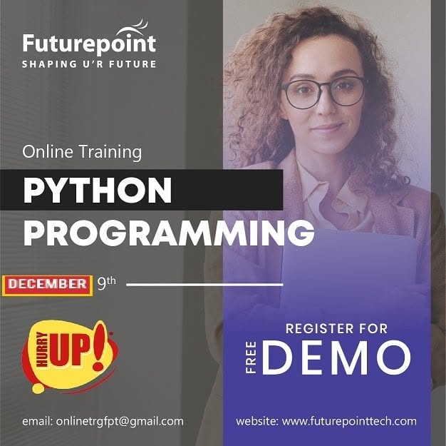 Futurepointech's tweet image. #python #pythonprogramming #machinelearning #datascience #dataanalyst #dataengineering  #aws #deeplearning #training #course #hyderabad #ameerpet #jobassistance #businessanalyst #dellbhoomi #futurepoint #codingforkids #sasclinical #sas #java #ibmappconnect #devops  #genai