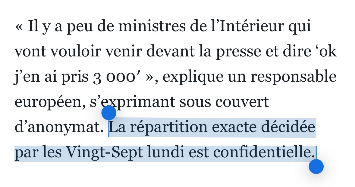 Vous attendiez de savoir où et combien de migrants seront répartis dans les différents pays européens selon le nouveau plan de répartition exigé par Bruxelles ? 

Eh bien, vous ne le saurez pas ! Car, en toute transparence, l’information est « confidentielle »🤡. Mais le plan,