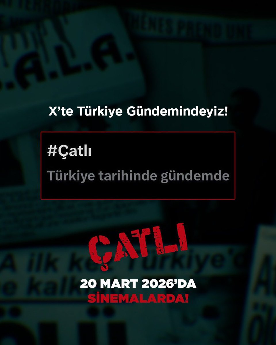 #Çatlı Türkiye gündeminde!

20 Mart 2026’da sinemalarda!

#ÇatlıFilmi #abdullahçatlı #3kasım1996 <a href="/safemediatr/">Safe Media</a>