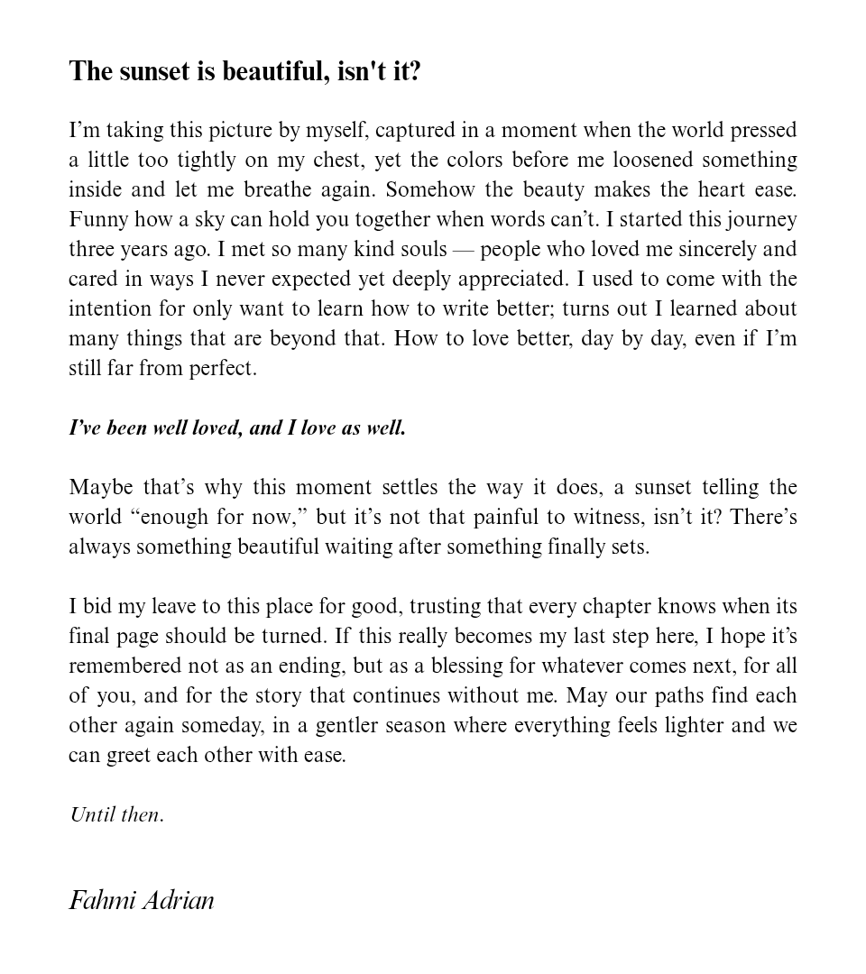 katalisir's tweet image. Selamat malam semuanya.

Melalui surat kabar ini pula, saya ingin mengumumkan bahwa saya mengakhiri perjalanan selama hampir tiga tahun sebagai penyedia jasa di sini. Terima kasih untuk setiap kepercayaan yang telah diberikan. 

—