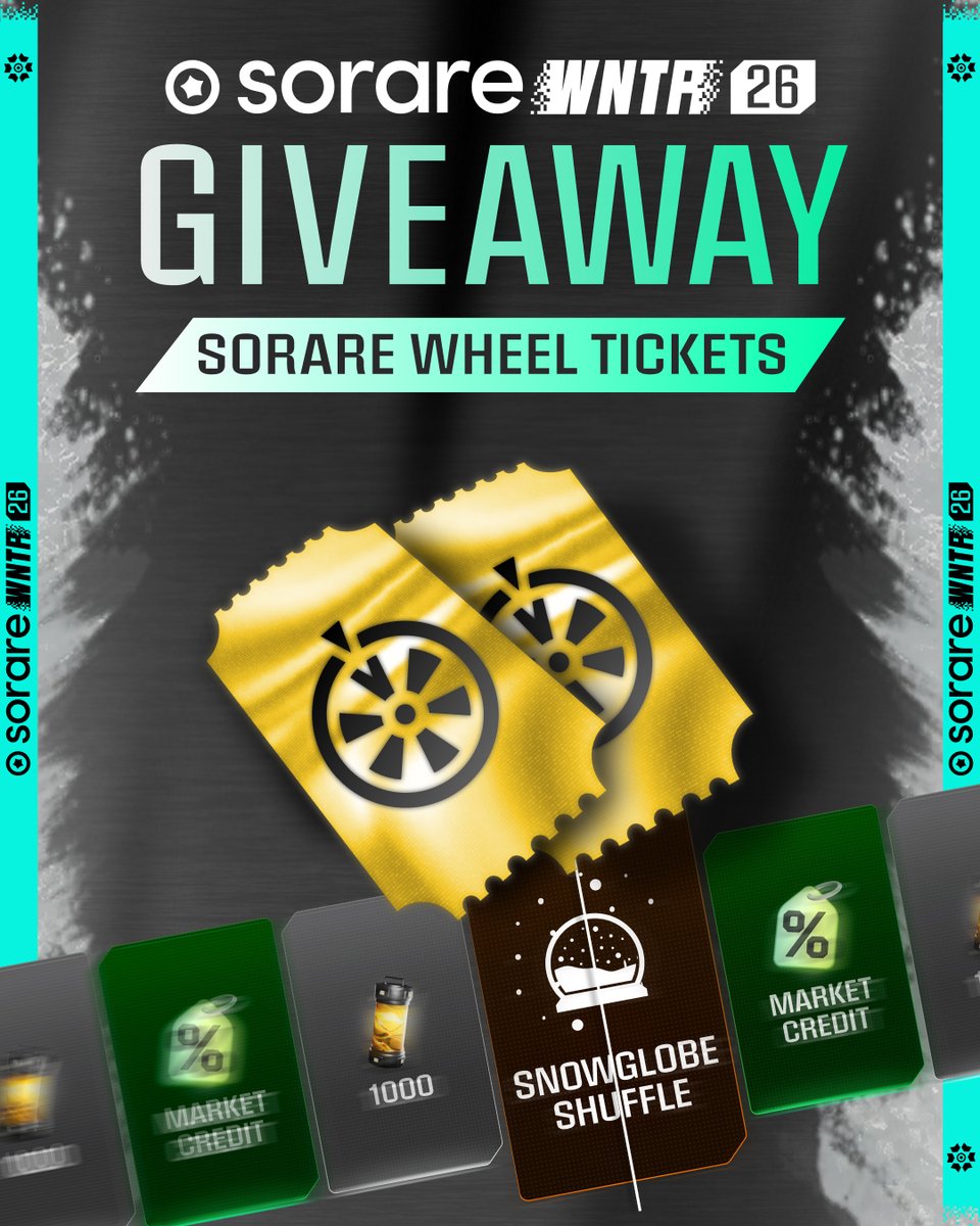 ❄️ WNTR GIVEAWAY ❄️

5 x 10 Sorare Wheel Tickets up for grabs… the perfect way to heat up your cold Monday 🔥

To enter:
🔁 RT + ❤️
💬 Comment with #WNTRSorare

🎁 Winners announced Thursday at 12pm