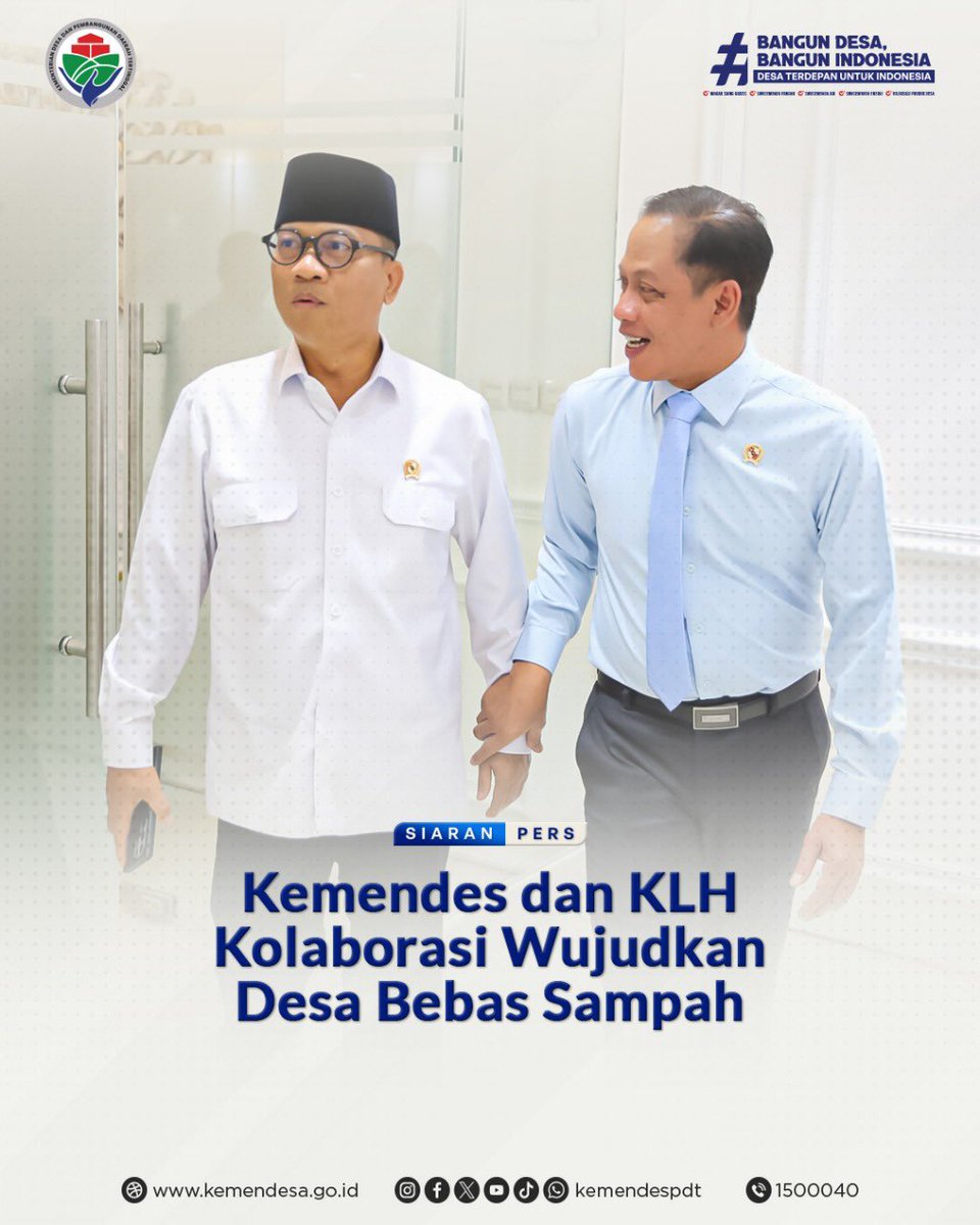 kemendespdt's tweet photo. Kemendes PDT bersama KLH berkolaborasi mewujudkan desa bersih dan bebas sampah melalui penguatan literasi dan aksi nyata di lapangan. Kolaborasi ini menekankan pentingnya pemahaman masyarakat desa untuk menjaga lingkungan sebagai akar Indonesia yang bersih. https://t.co/SCRSeiFWJv