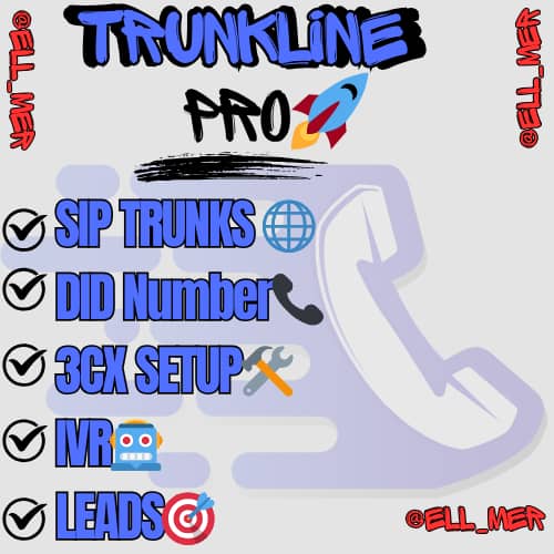 trunklinepro's tweet photo. π At Trunkline Pro, we give you the tools to run a real call operation, fast and stress-free.
π SIP Trunks β’
π DID Numbers β’
π οΈ 3CX Setup β’
π€ IVR β’
π― Leads
Fast activation. Clear routes. Reliable service.
@ell_mer
#DIDNumbers #SIPTrunk #VoIPSolutions #CallCenterSetu https://t.co/dpsMjSwbN3