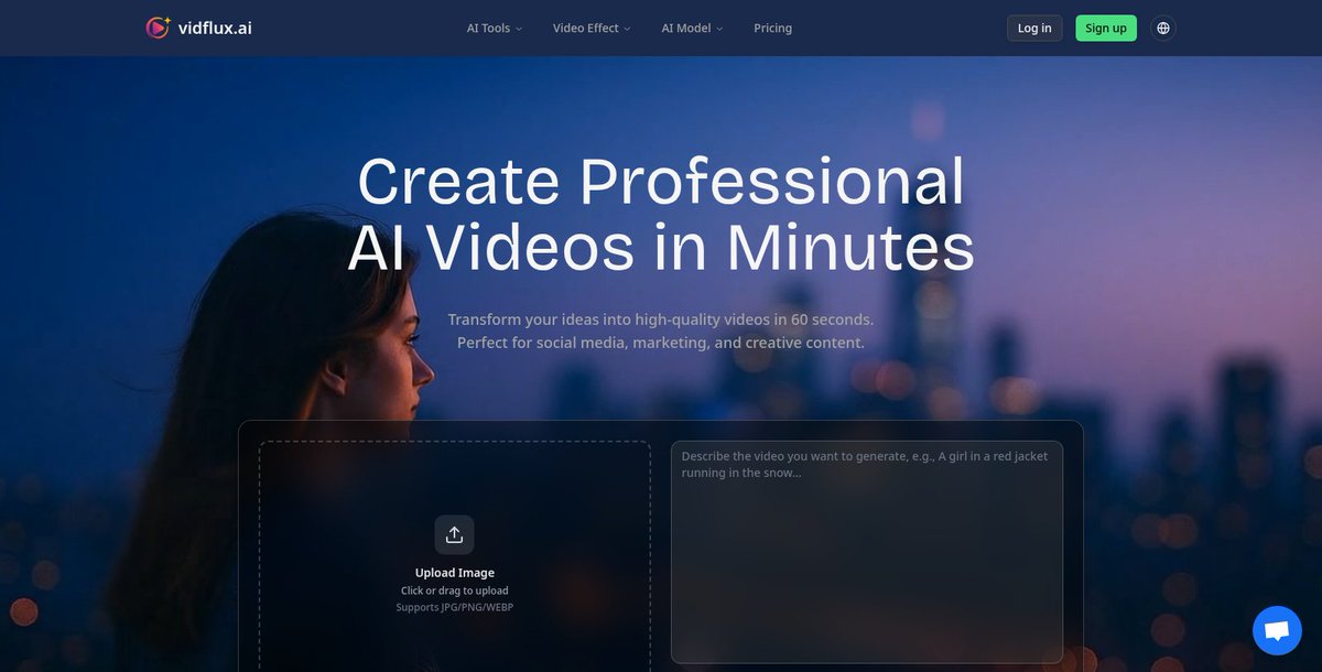 automate_tweak's tweet image. Create stunning videos in just 60 seconds by simply describing your ideas! Perfect for marketing, education, and social media content. 🎬✨ #VideoCreation #VidFlux automateandtweak.com/tool/vidflux/