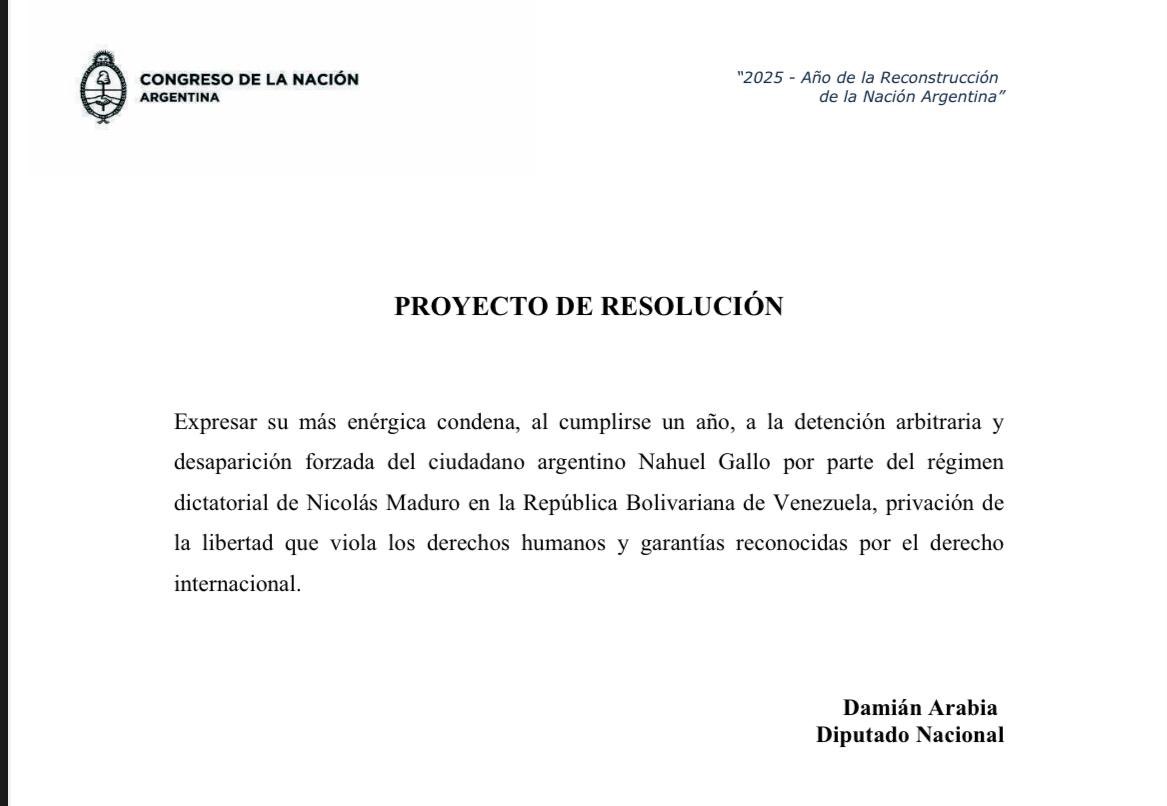 Se cumple un año de la desaparición forzada de nuestro gendarme Nahuel Gallo por parte de la dictadura de Maduro. 

Quienes defendemos la libertad tenemos la obligación moral de exigir y trabajar por su inmediata liberación. En nuestra región, no hay lugar para las dictaduras que