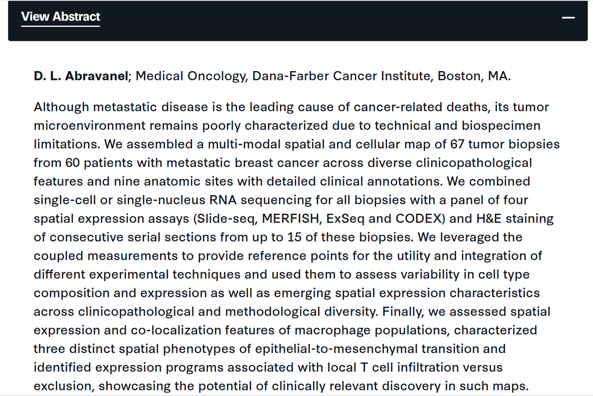 DFCI_BreastOnc's tweet image. Join @DanaFarber's Dr. Daniel Abravanel (@DrDAbravanel) for a discussion on #Transcriptomics during the Translational Workshop on Spatial Omics for Prediction, Prognostication, and Mechanistic Insights at #SABCS25.
🗓️Dec 9 | 12:45 - 2:15 pm CST (1:45 - 3:15 pm EST)
The session