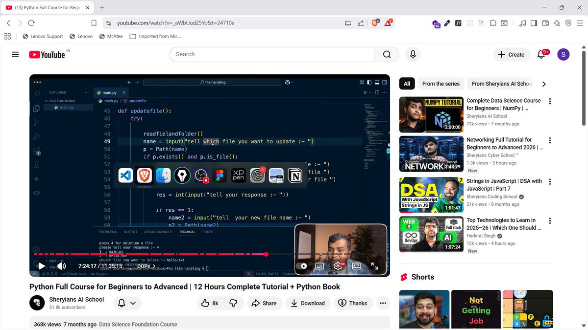 SiddhantMul24's tweet image. Just mastered 2 Python concepts that instantly made my code 10x more reliable! 
I&apos;m talking about Exception Handling and File Handling. These aren&apos;t minor details—they&apos;re the backbone of robust applications.
@sheryians_