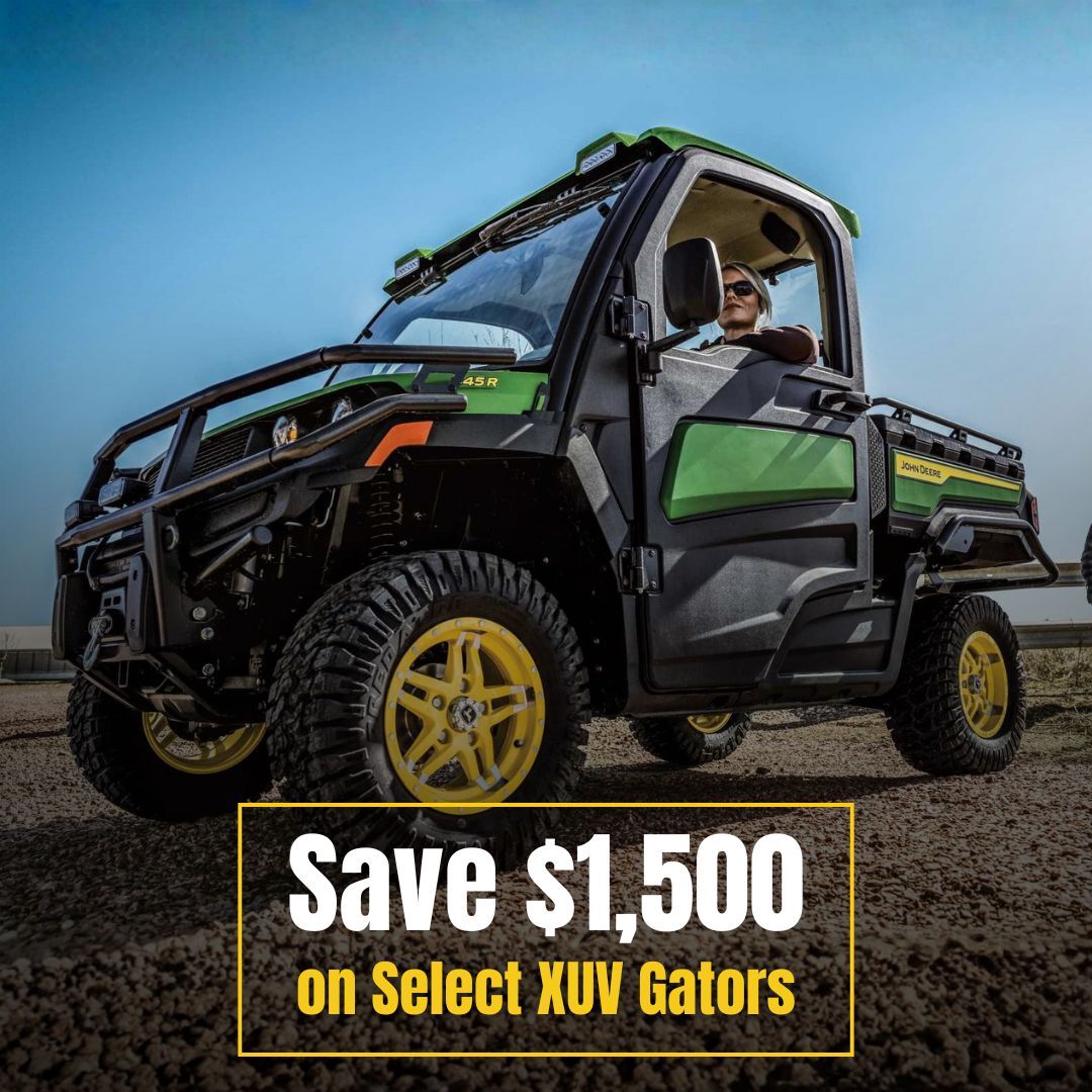 More December Savings! ❄️🎁

Take $750 off select John Deere lawn tractors, X730, X738, X739, and X758, plus enjoy 0% financing for 48 months. And don’t miss $1,500 off select John Deere XUV Gators!

X7 Savings: bit.ly/3KAhpzz
XUV Savings: bit.ly/4pIU6CE