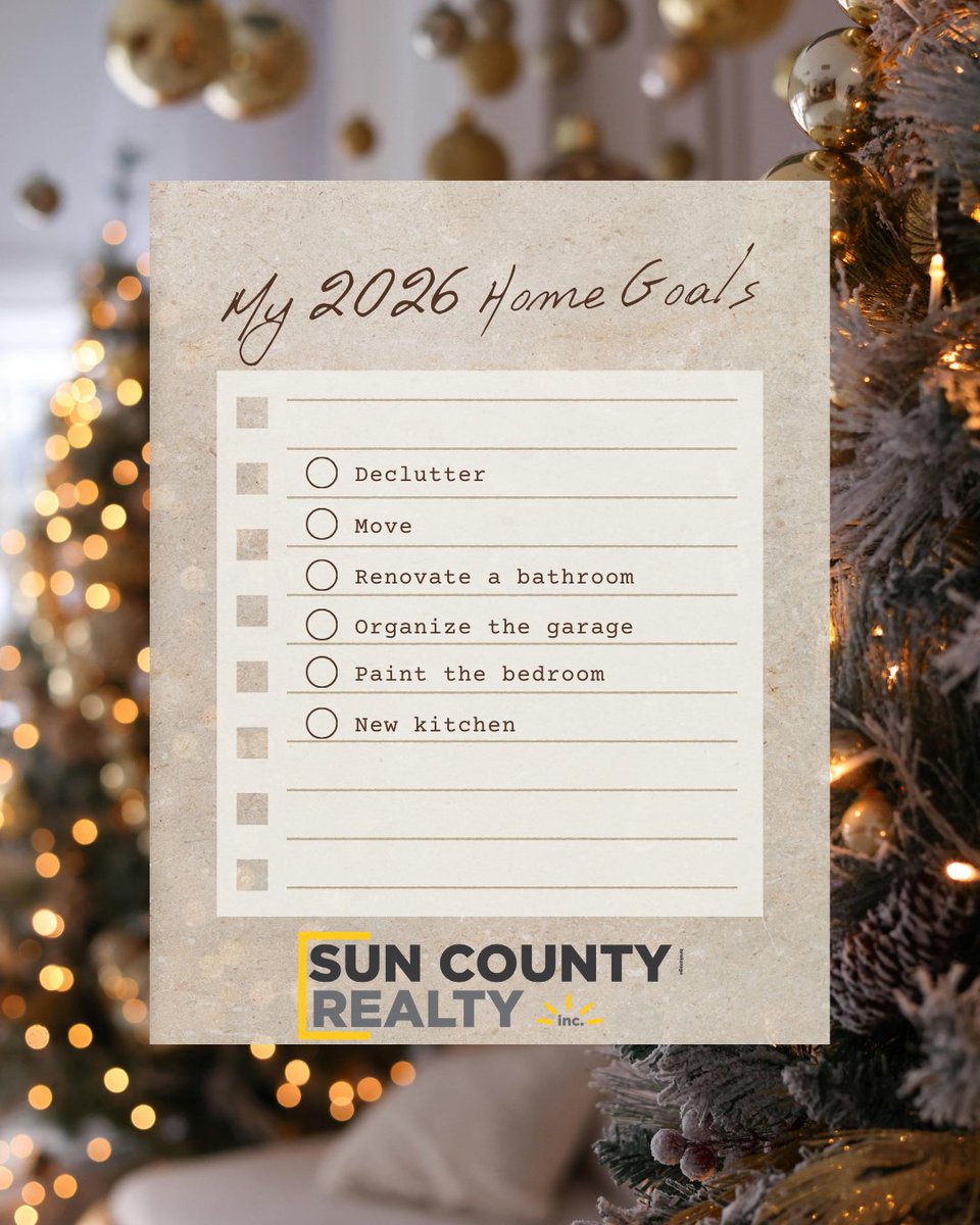 SunCountyRealty's tweet image. Let’s dream big before the new year! ✨
What’s ONE thing you want to accomplish for your home in 2026?
🧹 Declutter?
🏡 Move?
🛁 Renovate a bathroom?
📦 Organize the garage?
🎨 Paint the bedroom?
🍳 New kitchen?

Manifest it now… make it happen in 2026! ✨

Sun County Realty Inc