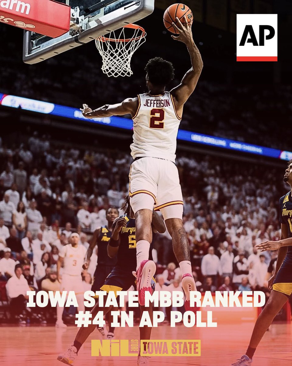IowaStNILStore's tweet image. Top-10 energy only 🌪️Cyclones keep climbing—#4 and #10 in the nation! 💛❤️

#cyclonebasketball #iowastatebasketball #rollclones