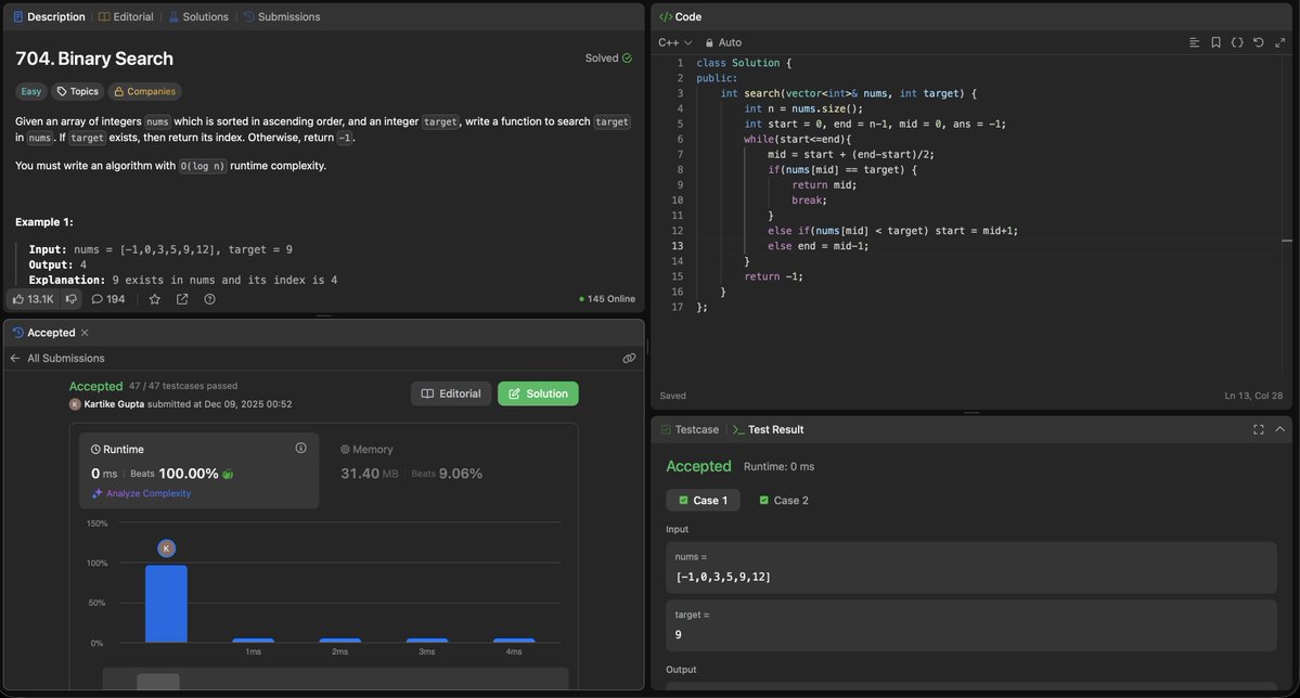 KartikeGupta9's tweet image. day 1/365  
leetcode  

#LeetCode #dailyliferoutine
