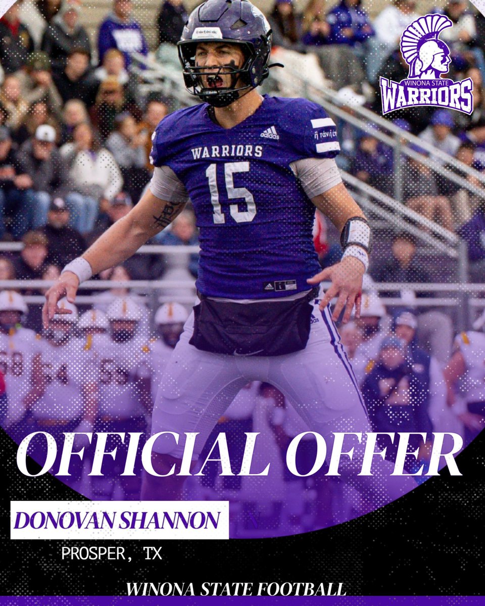 Donovanshannon6's tweet image. Blessed to receive an official offer from WINONA STATE @Coach_DDettloff