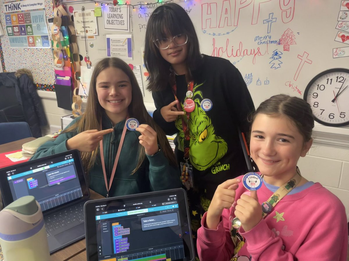 theccelibrary's tweet image. We are kicking off the #HourofCode #HourofAI  with @codeorg and our 6th graders at CCE! ✨🧠
@canyoncreekrisd 

#librariesinRISD #RISDDreamBig #RISDInsider