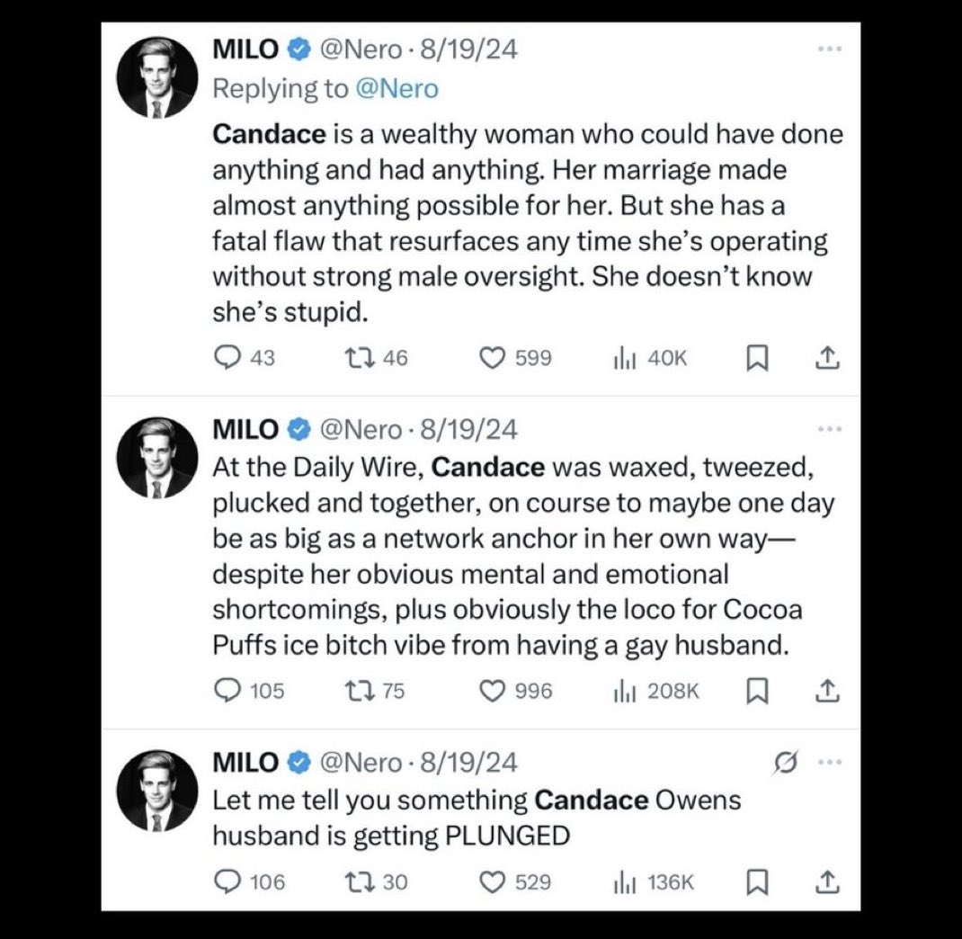 <a href="/Nero/">MILO</a> You can start with Candace’s husband.