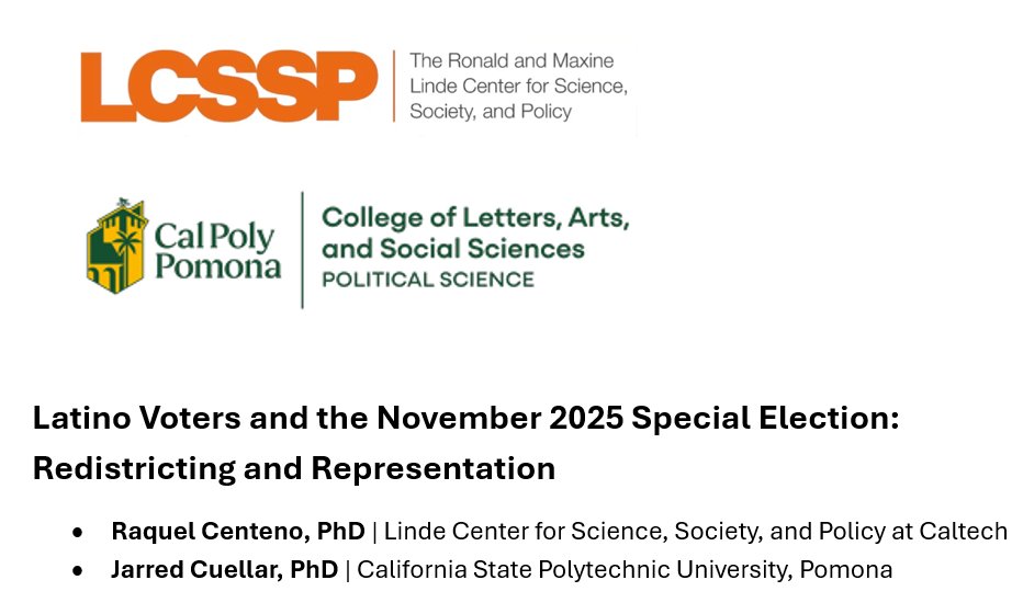 CaltechLCSSP's tweet image. 2/If you&apos;re on @POLITICOPro, read &quot;How #Prop50 will change #CaliforniaElections, district by district&quot; here:
subscriber.politicopro.com/analysis/00000… &amp;amp; note research cited from @RaqCenteno (@CaltechLCSSP) &amp;amp; @JarredCuellar (@calpolypomona) which can be found here: cpp.edu/class/politica… @Caltech