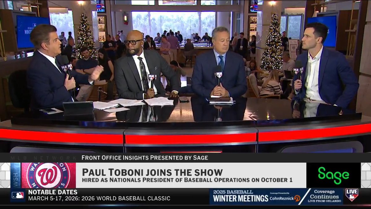 "We focus on just realizing what our talents are. We got a really competitive bunch."
New @Nationals Pres. of Baseball Ops Paul Toboni details his team outlook for 2026.
MLB Network + @SageUSAmerica