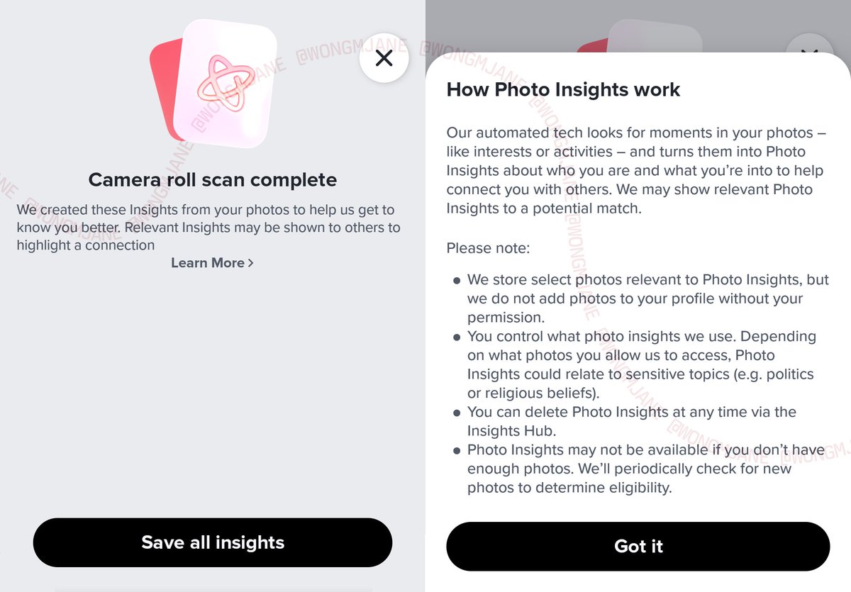 Tinderは写真インサイトに取り組んでいる

カメラロールをスキャンし、「あなたがどんな人間で、何に興味があるかに関する写真インサイトに変換します」