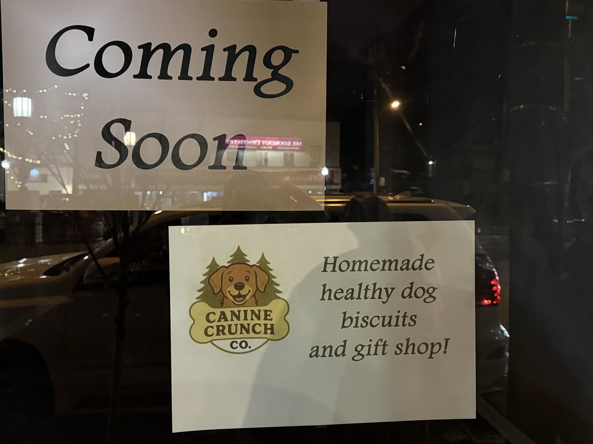 A new business opening soon in the square in the old clock shop.  Gourmet Dog biscuits! 🦴