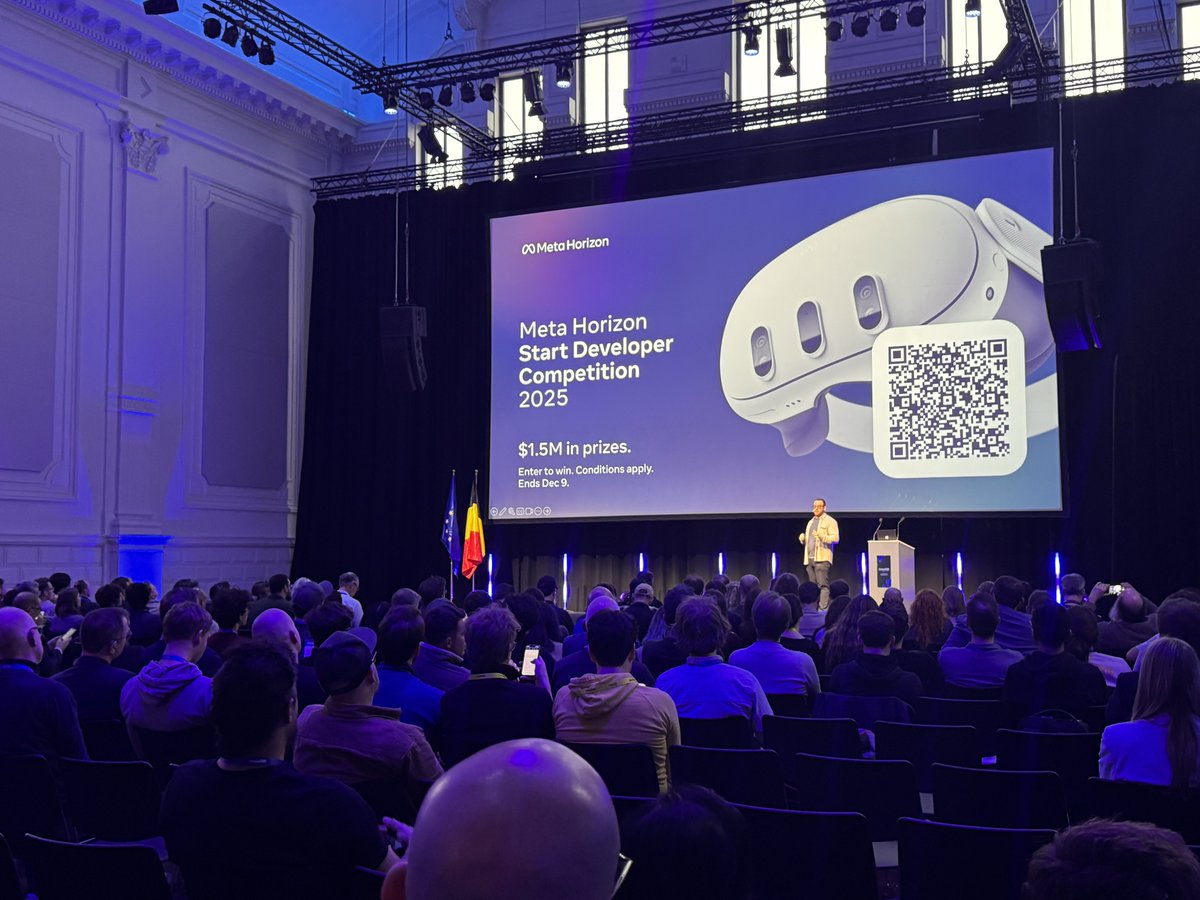 jasteinerman's tweet photo. Just got off the main stage @unitedxr ! 

It was truly a thrill an honor to get to talk about why I’m so enthusiastic about building on Horizon OS @MetaHorizonDevs, including all the tools and resources we continue to put out there to make it as seamless as possible to build VR and mixed reality experiences. 

Now to celebrate with some waffles and beer! 🍻