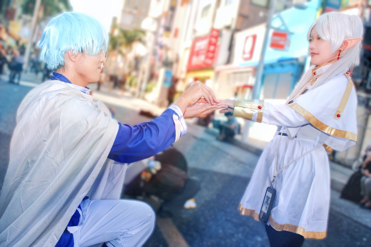 照れまくる二人を見ていて
自分まで幸せな気持ちでいっぱいになり
感動してたのは内緒😂
いつも撮影＆仲良くさせていただて
ありがとうございます！

ヒンメル：凡さん（<a href="/an_bon_tan_/">凡 ➤4/4 こどコス</a>）
フリーレン：上ヱ地さん（<a href="/up_ground_622/">上ヱ地 / 4/4_こどコス</a>）

#なはコス
#沖縄コスプレシティ