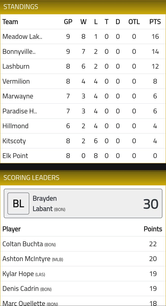 Here is a current look at the <a href="/SaskAltaHockey/">SaskAlta Hockey League</a> standings