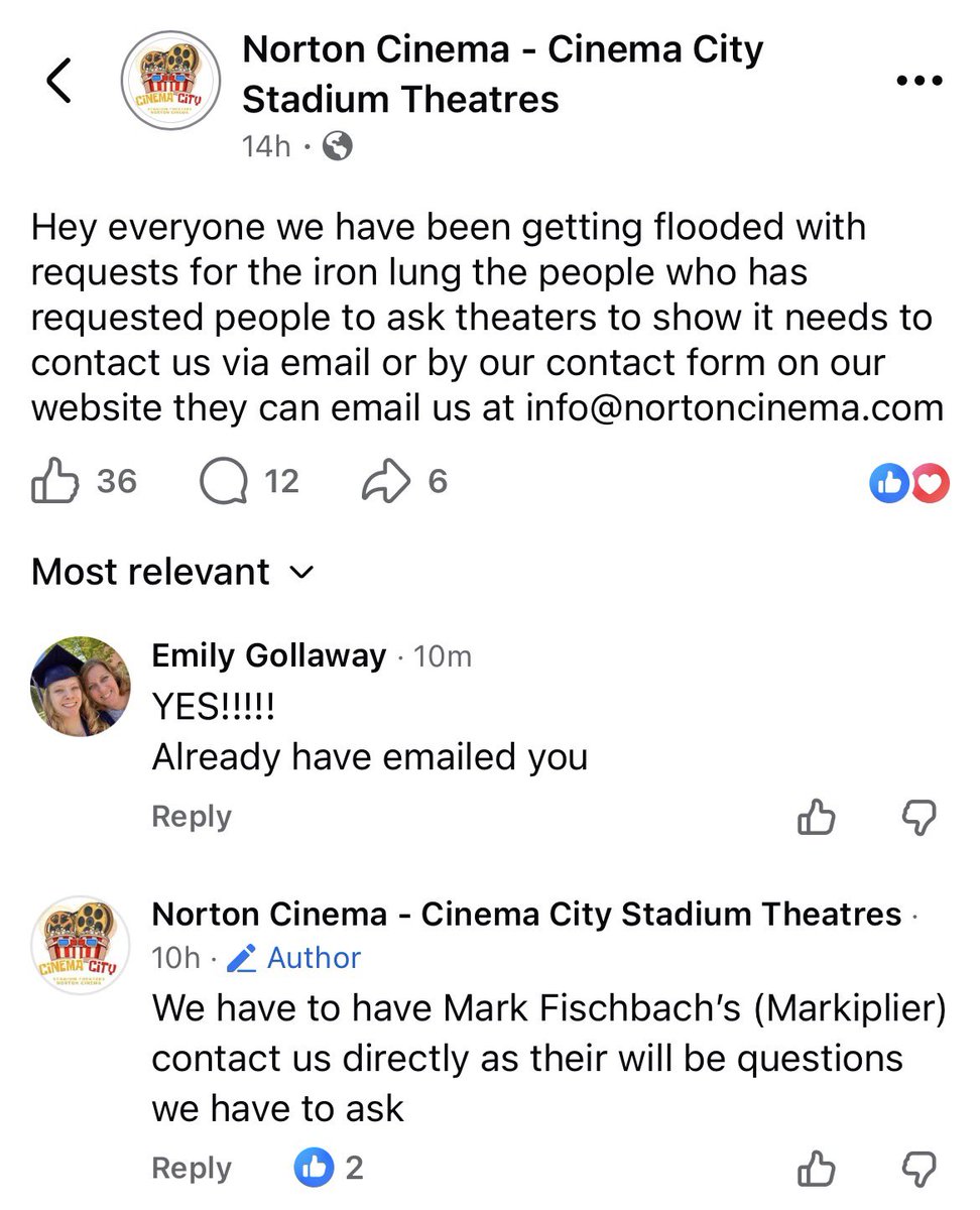 Might’ve gotten my local theater to show iron lung!!!!!