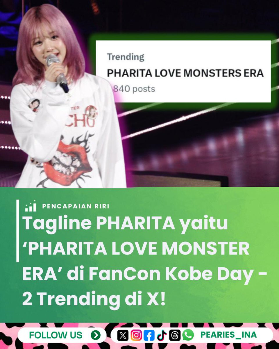 PEARIES_INA's tweet photo. [📈] Pharita’s Tagline on Kobe Love Monster FanCon Day - 2 become trending on X!

—————
PHARITA LOVE MONSTERS ERA
#LOVEMONSTERSinKobe_D2
#PHARITA #BABYMONST https://t.co/giTU0pDCkt