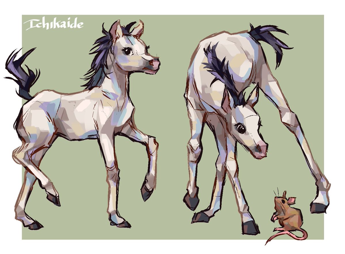 Ichikaide's tweet photo. Quick foal drawings, cause they have funky shapes https://t.co/kLGP4SXLSZ