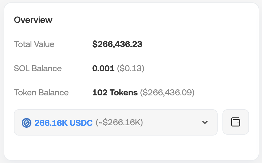 Solanaウォレットの概要：$WETトークン販売で$266K相当のUSDCが焼却された様子