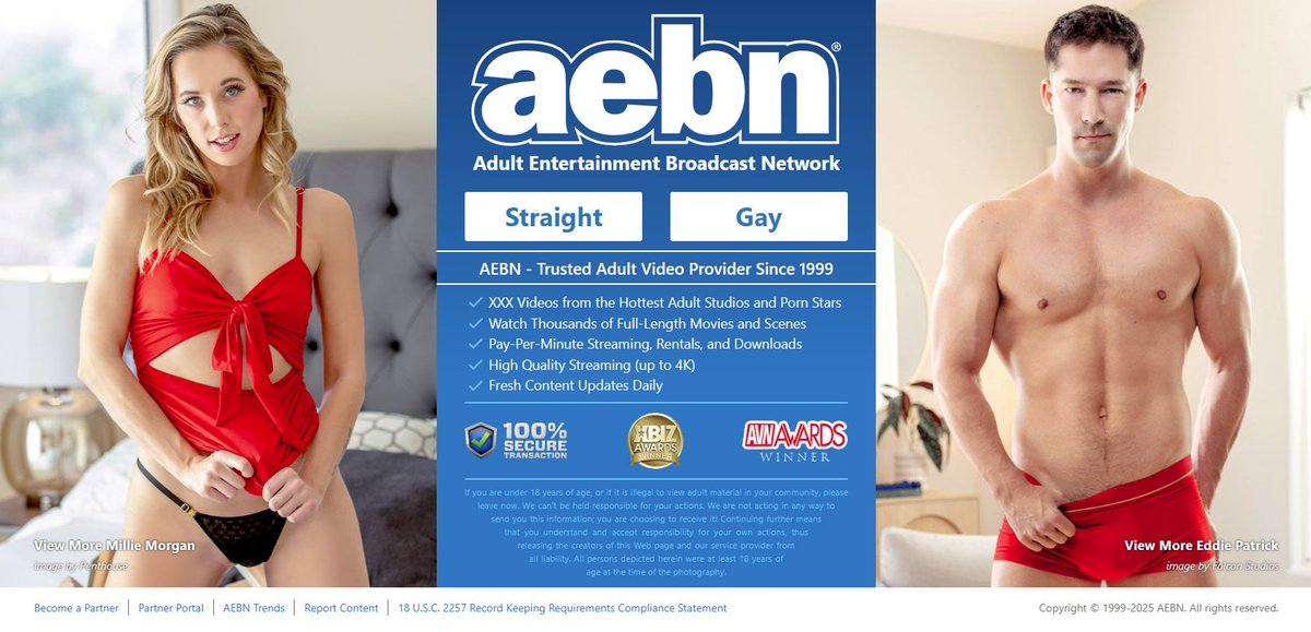 aebn's tweet photo. Congratulations to this week's https://t.co/cIBqK2WKOZ Splash Page Stars Millie Morgan @yourgirl_millie and Eddie Patrick @EddiePatrickXXX ! https://t.co/f0QrpSYtYT