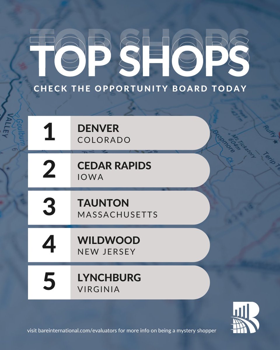 🚀 Fresh mystery shops are LIVE!

🗺️ Explore the latest shops: ow.ly/5Nub50TOlYx

🔗 Log In: ow.ly/MppX50TOlYz
🔗 Register: ow.ly/HO6R50TOlYA

#CX #MysteryShopping #SideHustle #SecretShopping #TopShops