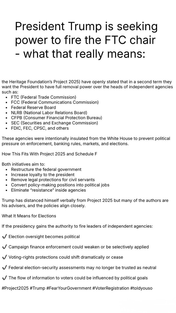 President50ST's tweet image. The FTC is only one part of the PROJECT 2025 takeover.  What this really means: