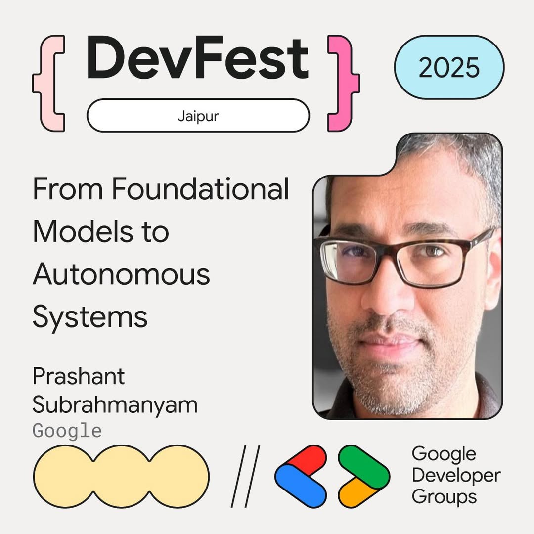 DevfestJaipur's tweet photo. DevFest Jaipur is back-join us on Dec 27th (Saturday) to finish off this year on a high with this one of it's kind Google for Developers event in our pink city!
#devfestjaipur #devfest2025jaipur #gdgjaipur #GoogleCloud https://t.co/OtimDzibYS