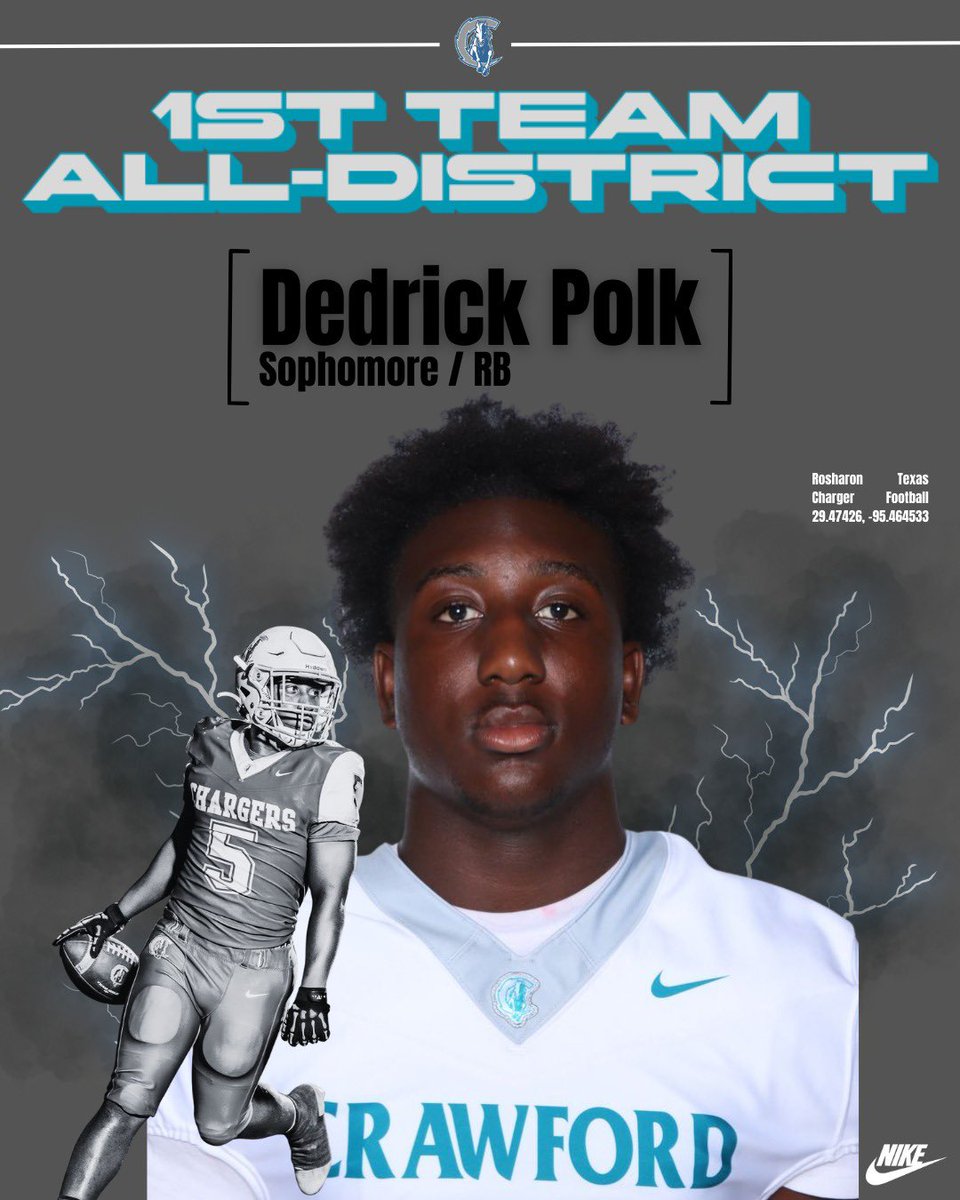 ⚡️We are pleased to recognize Dedrick Polk as a First Team All-District Running Back!⚡️

Congrats!! 

#ChargersWin