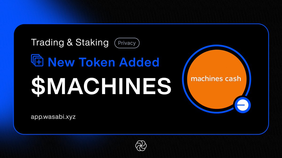 wasabi_protocol's tweet photo. Welcome, @machines_cash - $MACHINES has landed on Wasabi.

Trade with up to 3x leverage.
Earn yield from real onchain activity.

Get started 👇 https://t.co/L5bv37Qx18