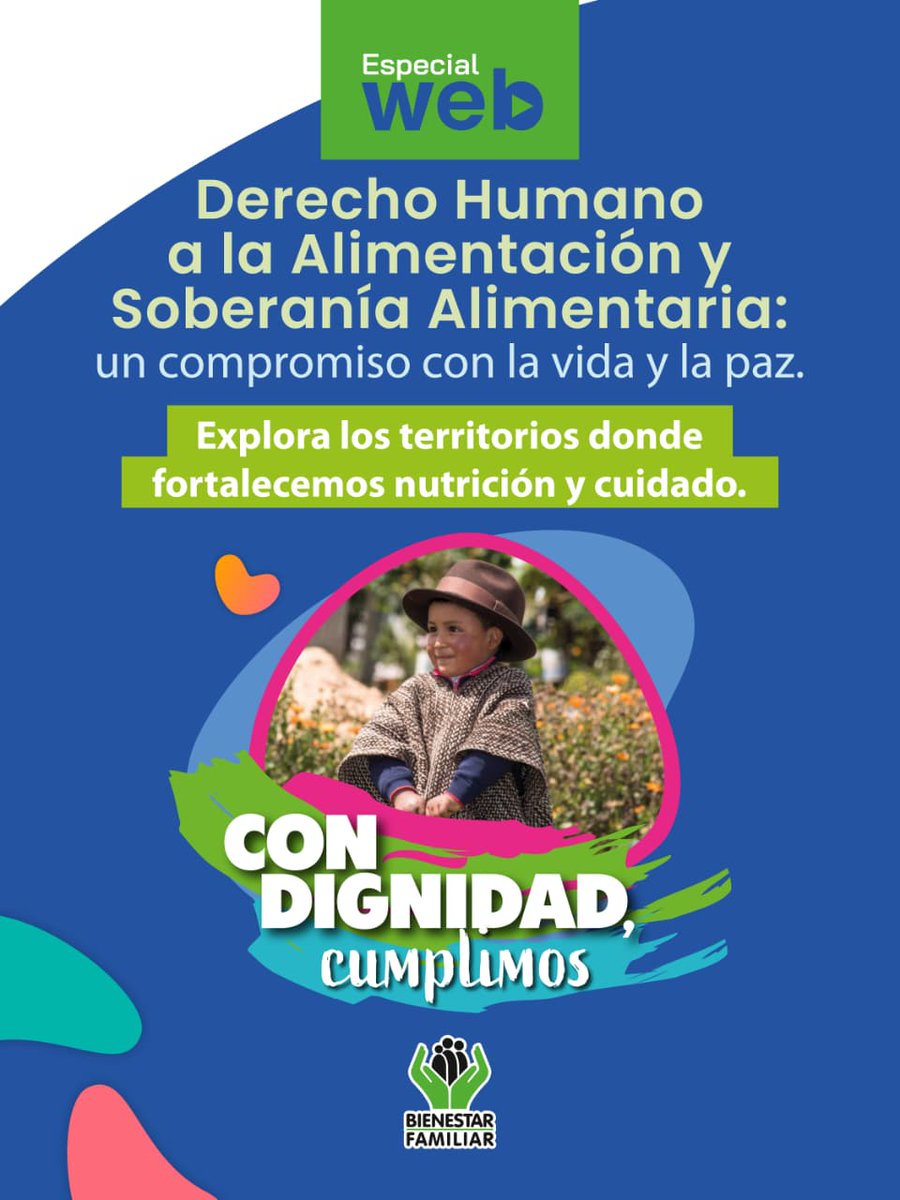 ICBFColombia's tweet photo. #EspecialWeb | 📣Presentamos el especial «Derecho Humano a la Alimentación y la Soberanía Alimentaria. Un compromiso con la vida y la paz», un viaje por los territorios para fortalecer la nutrición y el cuidado.👧🏻🧒🏻✨️💪🏻💚
👇🏻 https://t.co/fzcPkxitGd https://t.co/Ax6wJvqtTQ