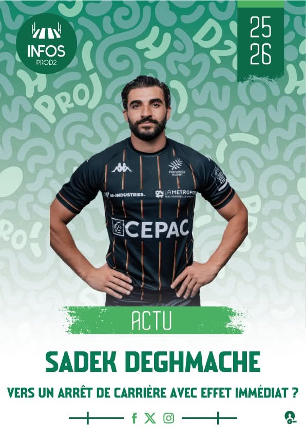 Exclu Midol. Pro D2 / Transferts – Sadek Deghmache (Provence Rugby) vers un arrêt de carrière avec effet immédiat

rugbyrama.fr/2025/12/08/exc…