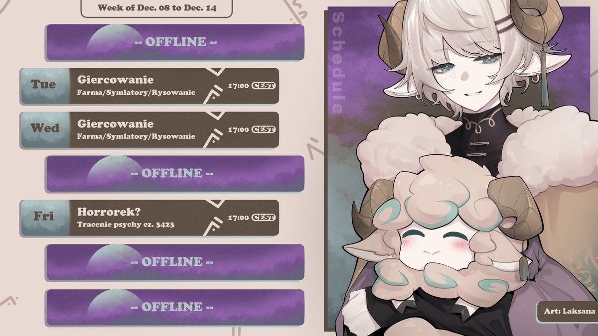 Harmonogram 08.12 - 14.12
W tym tygodniu pochillujemy sobie trochę przy luźnej gierce (Bardzo kusi mnie przetestować Little Rocket Lab), a w piątek będą lidlowe horrorki! (przynajmniej na ile dam radę xD). W razie zmian będę pisać na bieżąco!