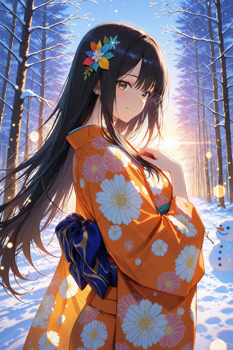 #AIイラスト　
こんにちは❄️　
冬の日差しが優しく降りそそぎますね☀️

イラストは、オリキャラのクシナダヒメさんです🎵