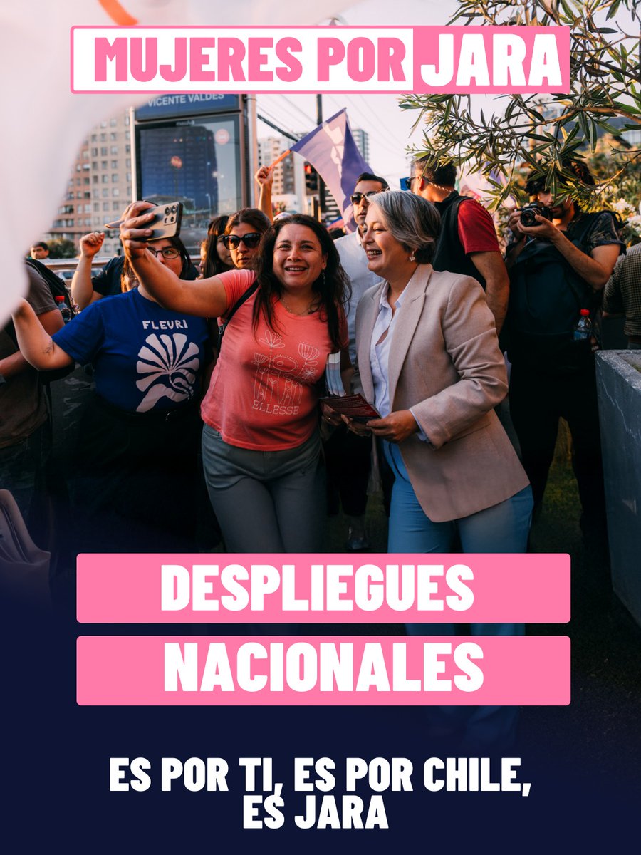 Hoy, en todo Chile🇨🇱, las mujeres nos desplegamos por <a href="/jeannette_jara/">Jeannette Jara Román</a> la próxima presidenta de nuestro país.

#TodasPorJara #NoRetrocederemos