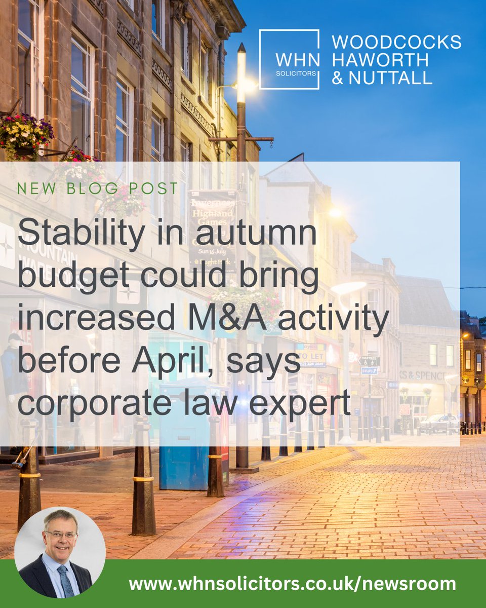 WHNSolicitors's tweet photo. Following this year’s budget, the UK M&amp;A market could see an increase in activity between now and April 2026, when the tax burden on those selling their businesses will increase.

Read more - https://t.co/3xoOQ17Bb3 https://t.co/mU6IE6VWI1
