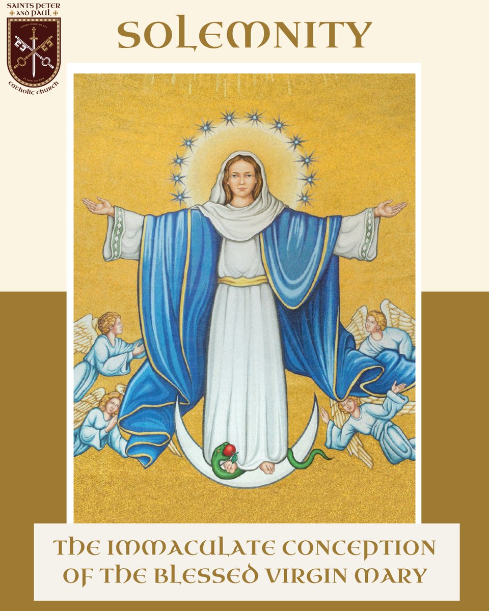 OrdinariateATX's tweet photo. Today is the Solemnity of the Immaculate Conception of the Blessed Virgin Mary, the Patronal Feast of the United States of America.

Reminder that today IS a Holy Day of Obligation.

O GOD, who in the foreknowledge of thy Son's most precious death didst consecrate for him a dwelling-place by the Immaculate Conception of the Blessed Virgin Mary: mercifully grant that she who was preserved from all defilement, may evermore pray for us, until we attain unto thee in purity of heart; through the same Jesus Christ thy Son our Lord, who liveth and reigneth with thee, in the unity of the Holy Spirit, ever one God, world without end. Amen.