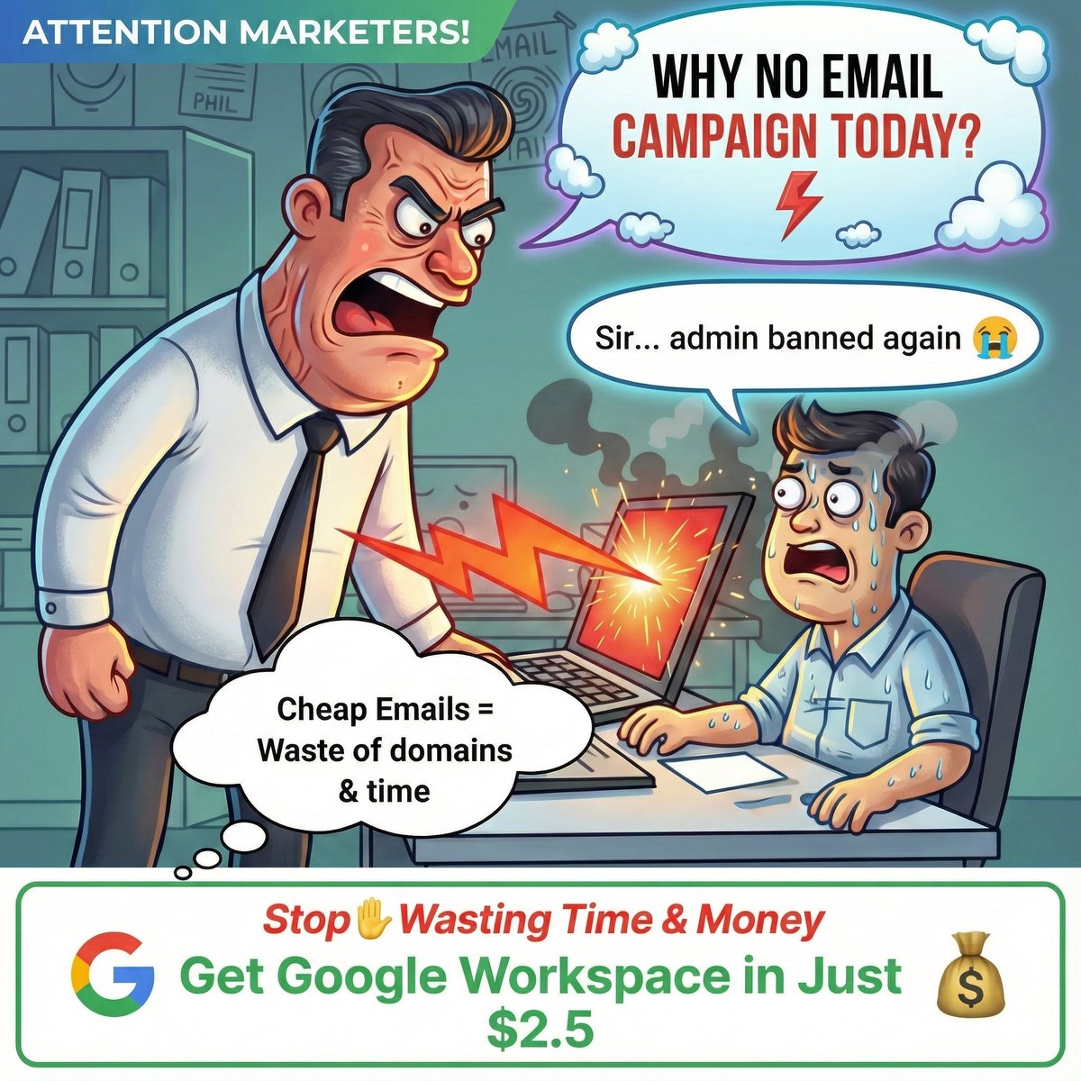 HabibuR_2050's tweet image. 𝐓𝐢𝐫𝐞𝐝 𝐨𝐟 𝐭𝐡𝐞 "𝐀𝐝𝐦𝐢𝐧 𝐁𝐚𝐧𝐧𝐞𝐝" 𝐧𝐢𝐠𝐡𝐭𝐦𝐚𝐫𝐞? 😭
Cheap inboxes don’t just fail you; 
They embarrass you in front of clients. 
They harm your domain health and disrupt your whole workflow. 

💡 The fix that ends the chaos: 𝙂𝙤𝙤𝙜𝙡𝙚 𝙒𝙤𝙧𝙠𝙨𝙥𝙖𝙘𝙚…