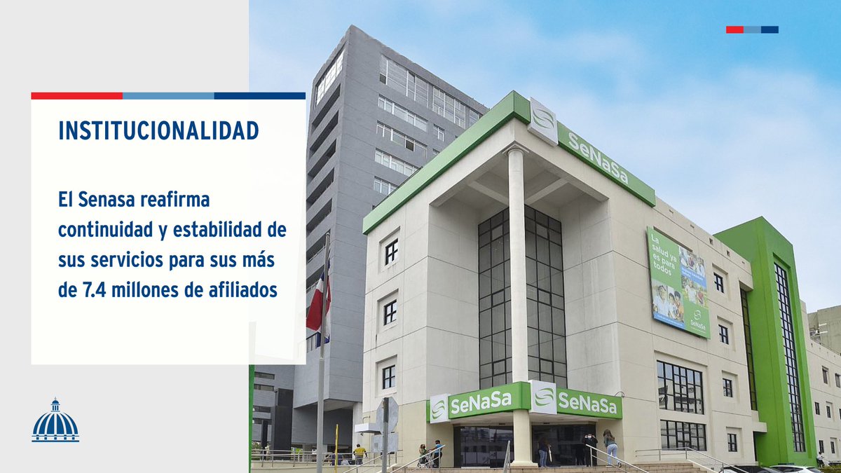 Comunicaciondo's tweet photo. El @ARSSenasaRD informó que continúa garantizando, sin interrupciones, todos los servicios de salud a los más de 7.4 millones de afiliados que conforman sus distintos regímenes.

📲 Más detalles, aquí: https://t.co/z0RezsmIWl

#Institucionalidad #ComunicacionesDO https://t.co/JkaQAPeIhV