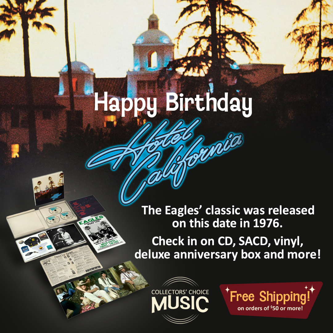 CCMusicdotcom's tweet image. On this day, December 8th, in 1976, the Eagles released “Hotel California.” The album would define the band and help define the sound of ‘70s rock as it would go on to find listeners in every generation, becoming one of the best-selling albums of all time. bit.ly/CCMTheEagles