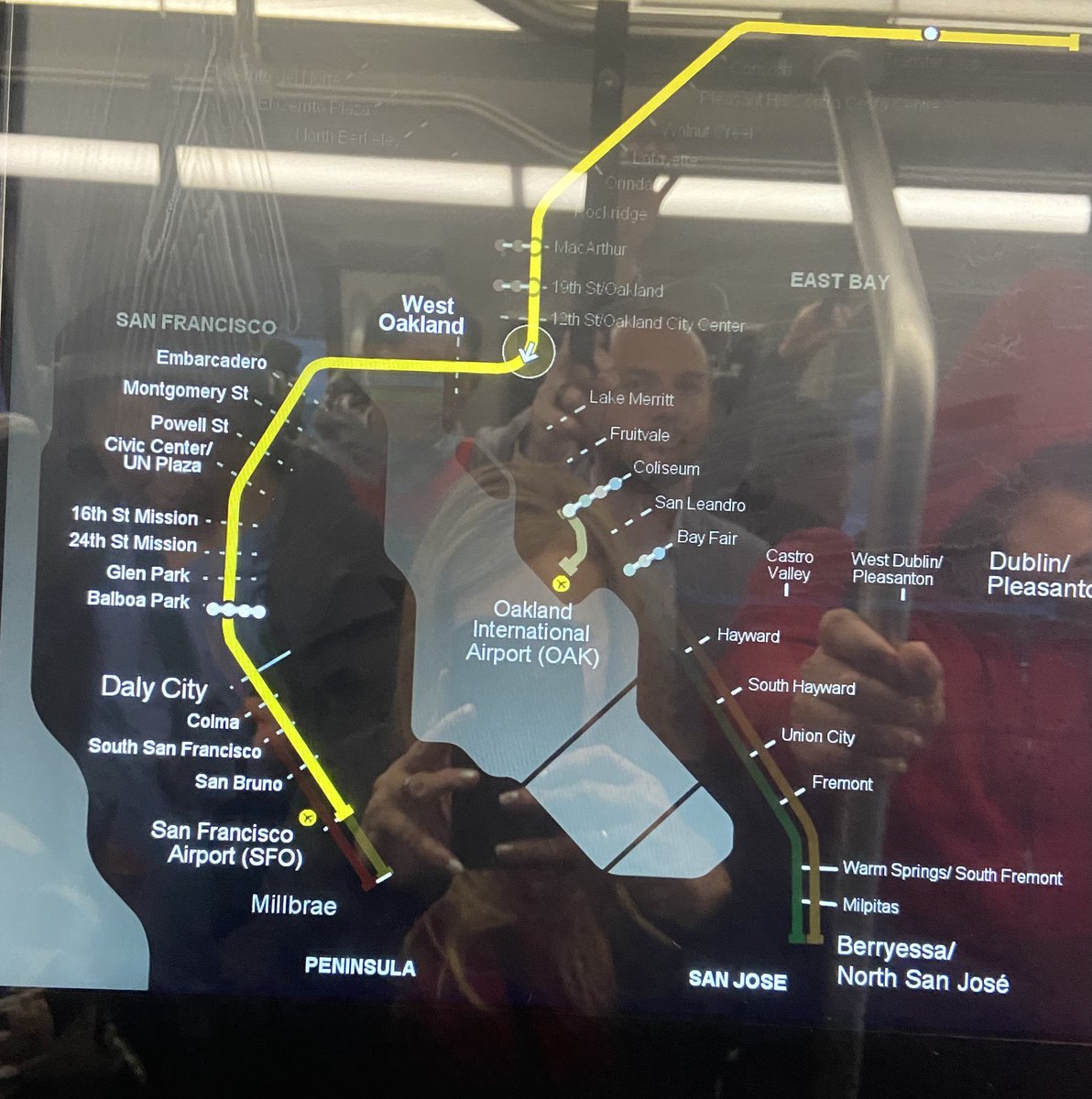 DatScreaminKat's tweet image. The fact that I'm even on the Yellow line should tell you how bad it is on #Bart right now..This is my third train..  and i'm stuck like Chuck in the air on a very packed train with no coffee. 1 hour in on a 20 min ride usually. #bartdelay