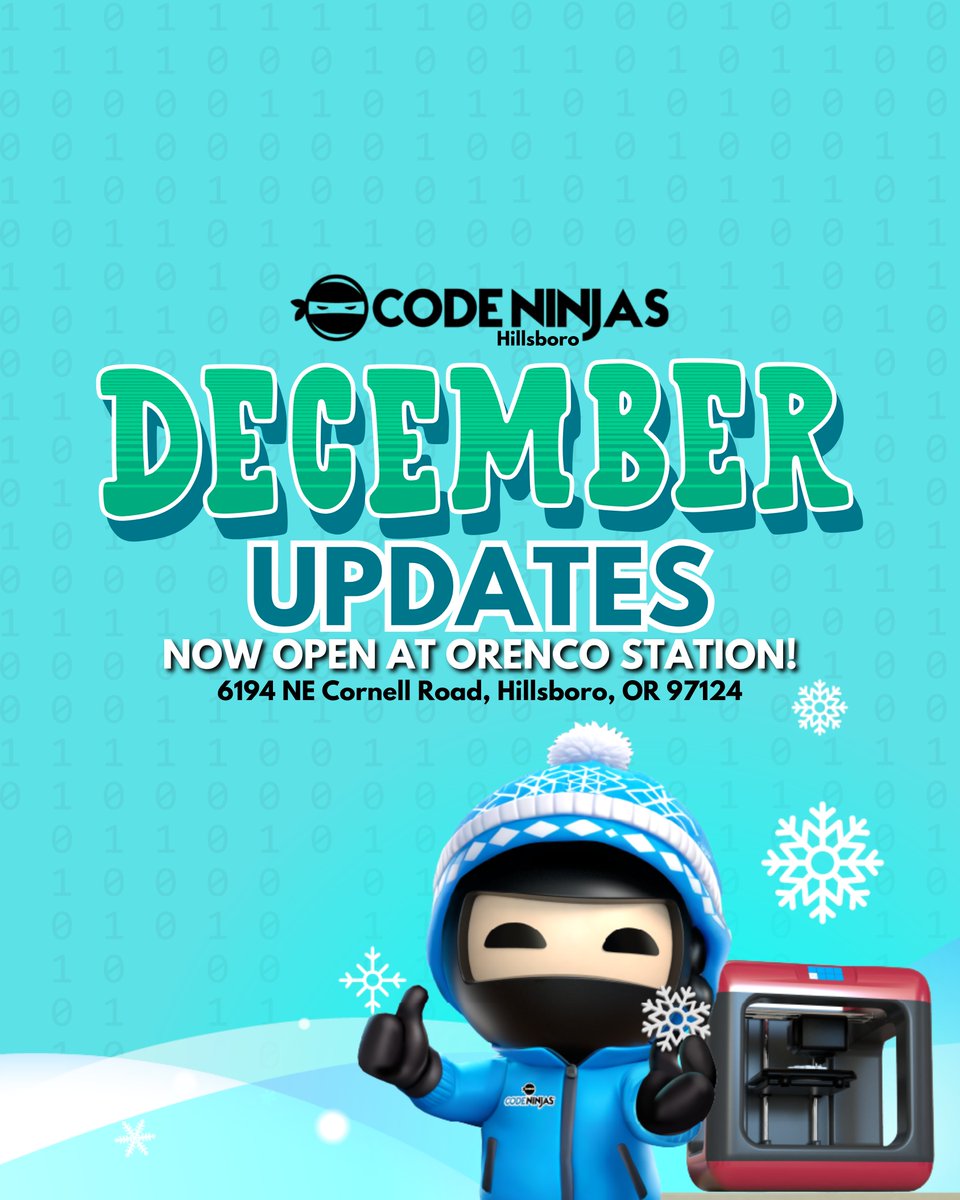 CodeNinjasOR's tweet image. ❄️ December at Code Ninjas Hillsboro: Winter Camps, New Classes &amp;amp; Big Announcements! - mailchi.mp/21777b0d0f46/s…