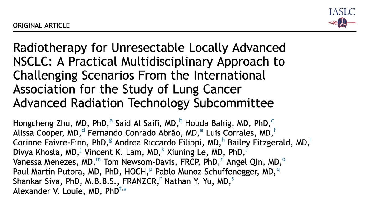 From <a href="/DrHongchengZhu/">Hongcheng Zhu 祝鸿程</a> and the <a href="/IASLC/">IASLC</a> Advanced Radiation Technology (ART) subcommittee -  Practical management of 5  unresectable locally advanced NSCLC cases here ➡️ jto.org/action/showPdf…  a☢️🫁🧵...